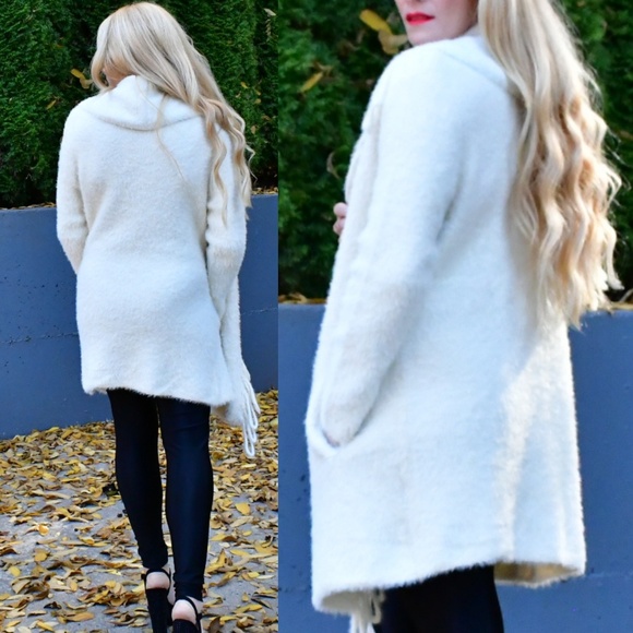 Cream Fuzzy Knit Cardigan - Picture 2 of 4